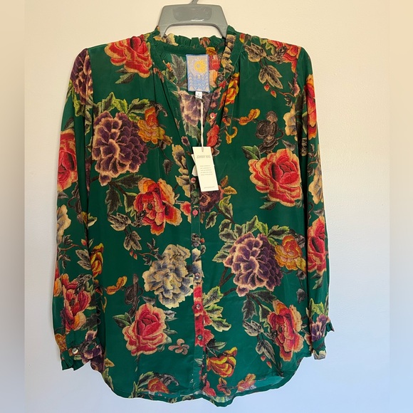 Johnny Was Tops - Johnny Was 100% Silk Multicolor Floral Blouse